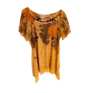 Sheer Lace Overlay Top Brittany Black Floral Splatter Romantic Feminine S
